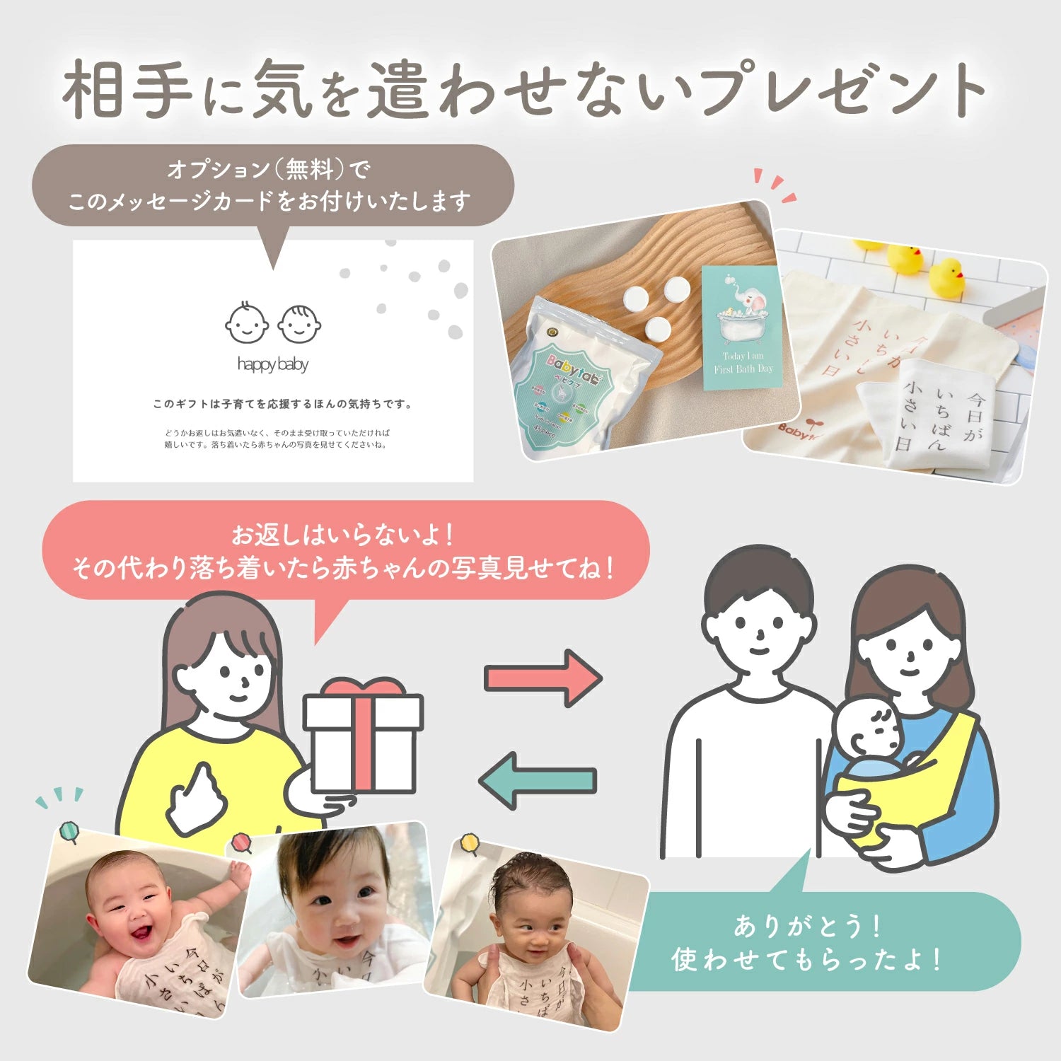 ベビタブ ファーストバスデー キット (ベビタブ12錠+オーガニックガーゼハンカチ+記録カードの3点セット)