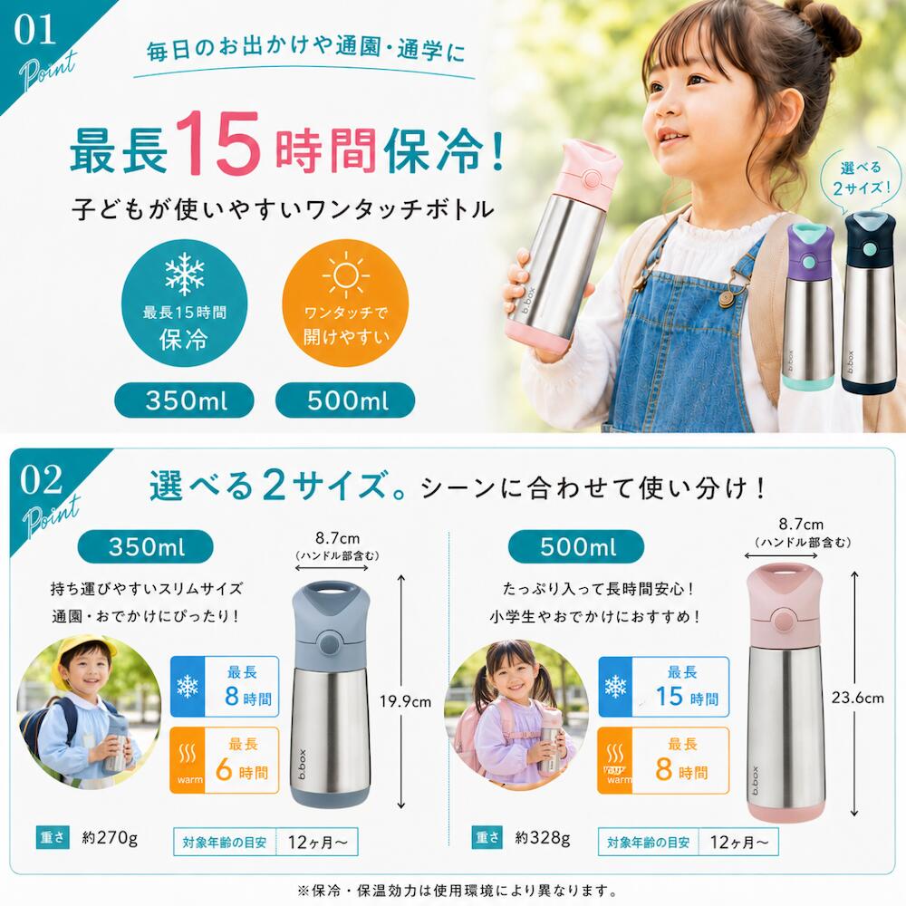 ステンレス ストローボトル (350ml / 500ml)
