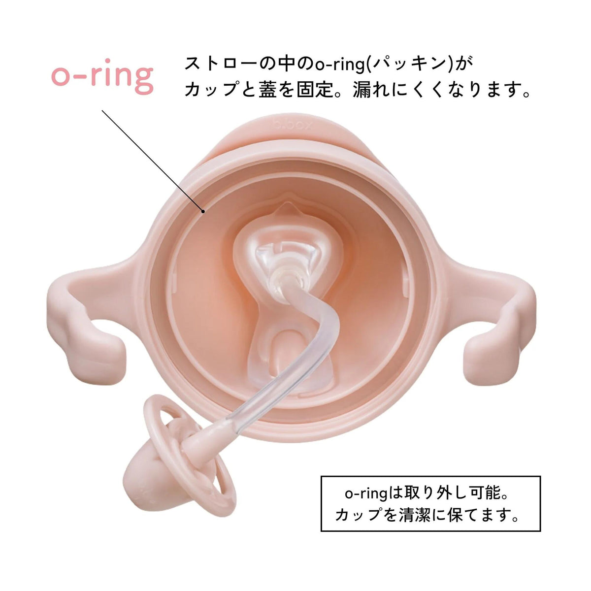 Oリング(パッキン)がカップと蓋を固定し漏れにくい 取り外して洗える