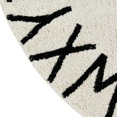 『洗えるラグ』 Lorenacanalsロレーナカナルズ Round ABC Natural-Negro / Natural-Blackラウンドラグ洗えるラグ