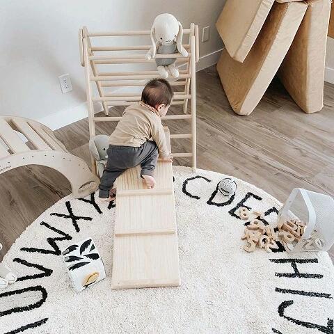 『洗えるラグ』 Lorenacanalsロレーナカナルズ Round ABC Natural-Negro / Natural-Blackラウンドラグ洗えるラグ