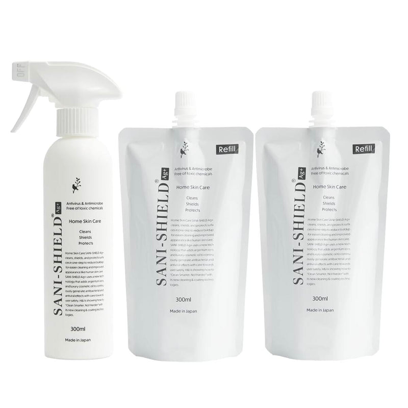 おうち除菌・お掃除 サニーシールド Ag+ 300ml（トリガー付1本）＋詰替300ml 2袋 お得セット 中性 抗菌 コーティング 除菌 消臭 赤ちゃん ベビー 子供 ペット 古堅純子 SANI-SHIELD キッチン シンク プレゼント 出産祝