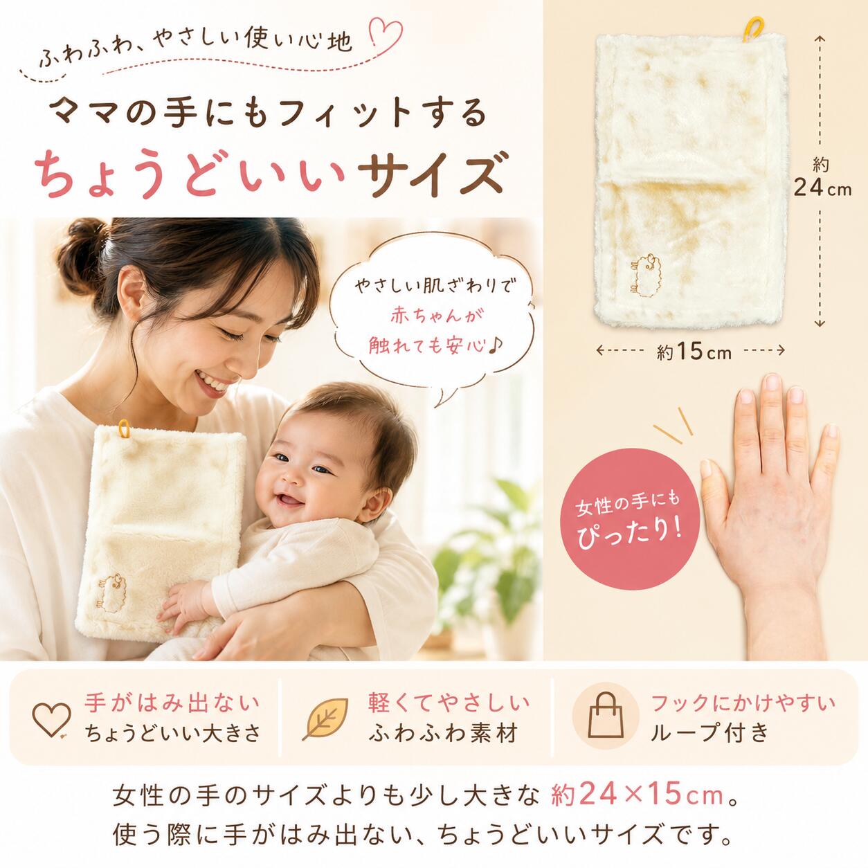 キッチンレンジクロス 約24×15cm 日本製 水だけで油汚れが落ちる 刺繍入り 商品画像2
