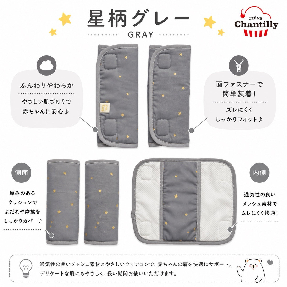 星柄グレー 表面・裏面・側面・内側