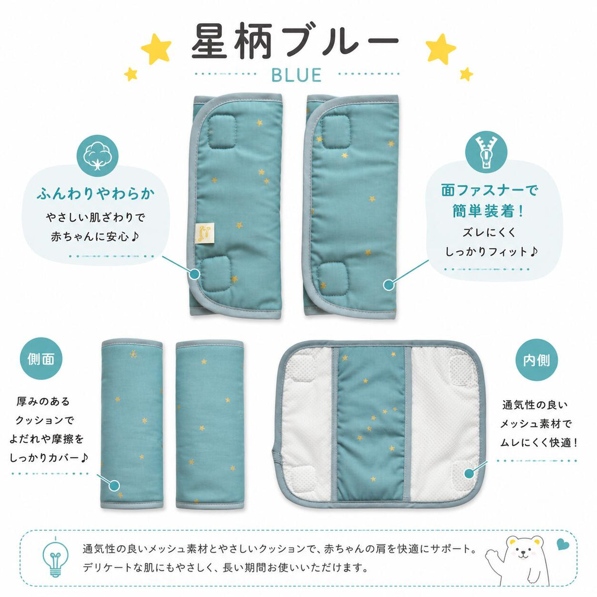 星柄ブルー 表面・裏面・側面・内側